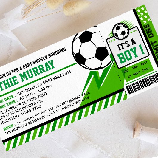 Fußball Ticket Pass Kinderdusche Einladung