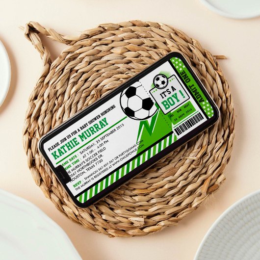 Fußball Ticket Pass Kinderdusche Einladung
