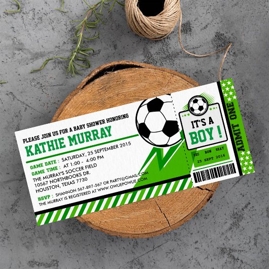 Fußball Ticket Pass Kinderdusche Einladung