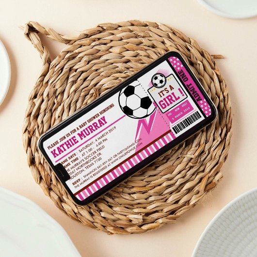 Fußball Ticket Pass Kinderdusche Einladung