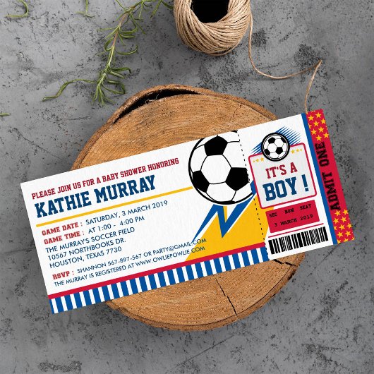 Fußball Ticket Pass Kinderdusche Einladung