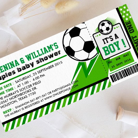 Fußball Ticket Pass Paare Kinderdusche Einladung