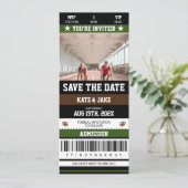 Fußball-Ticket Sport Save the Date als einzigartig Einladung (Stehend Vorderseite)