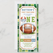 Fußball Ticket Sport Thema Niedlich Junge 1. Gebur Einladung (Vorderseite)