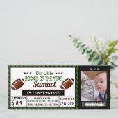 Fußball-Ticketrookie des Geburtstags-Fotos Einladung (Stehend Vorderseite)