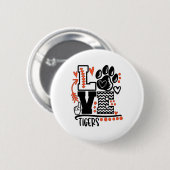 Fußball Tigers Pfote Mom Schulgeist Button (Vorne & Hinten)