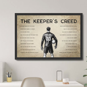 Fußball-Torhüter-Creed-Monogramm-Pergament Poster