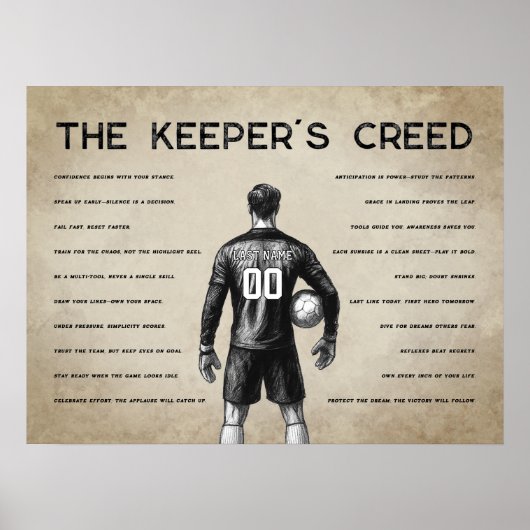 Fußball-Torhüter Personalisiert Keeper-Credo Poster (Vorne)