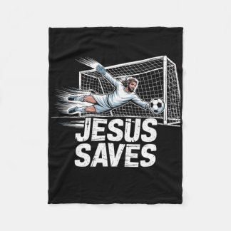 Fußball Torwart Torhüter Jesus rettet christliche  Fleecedecke