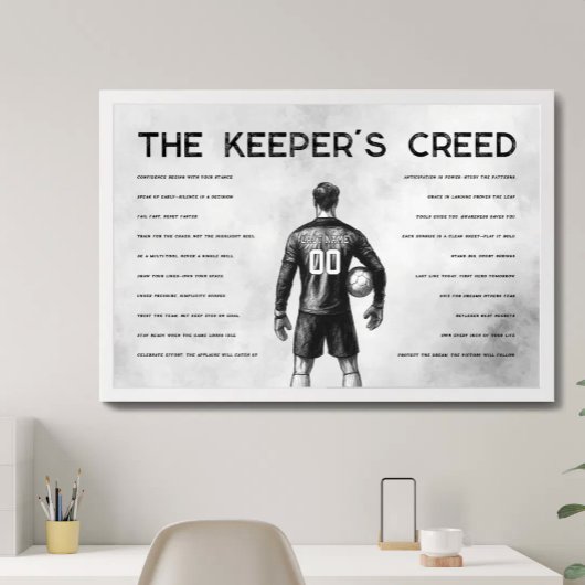 Fußball Torwart Wappen Monogramm Weiß Poster