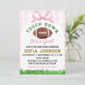 Fußball Touchdown Es ist eine Girl Pink Baby Dusch Einladung (Stehend Vorderseite)