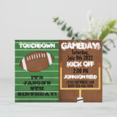 Fußball Touchdown Geburtstagsparty Einladungen (Stehend Vorderseite)