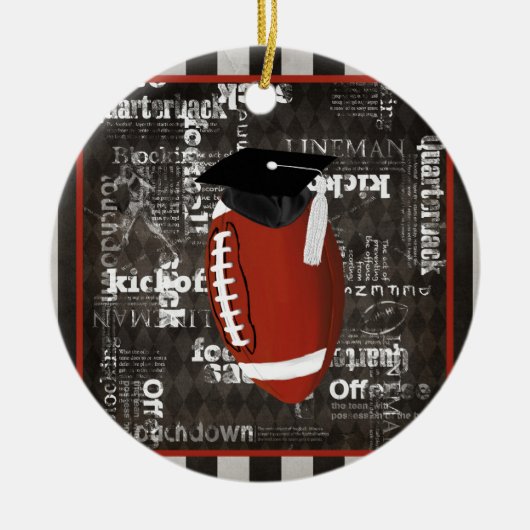 Fußball-tragende Abschluss-Kappe, Fußball-Wörter Keramikornament (Vorne)