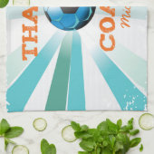 Fußball-Trainer Danke, Orange auf Aquamarinen, bla Handtuch (Gefaltet)