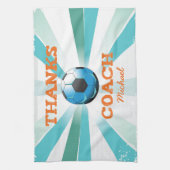 Fußball-Trainer Danke, Orange auf Aquamarinen, bla Handtuch (Vertikal)