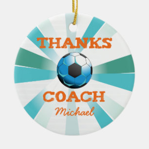 Fußball-Trainer Danke, Orange auf Aquamarinen, bla Keramikornament