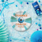 Fußball-Trainer Danke, Orange auf Aquamarinen, bla Pappteller (Party)