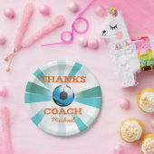 Fußball-Trainer Danke, Orange auf Aquamarinen, bla Pappteller (Party)