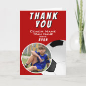 Fußball-Trainer Fußball Ball Rotes Foto Dankeskarte (Vorderseite)