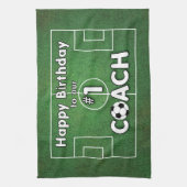 Fußball-Trainer Geburtstag mit Grasfeld und Ball Küchentuch (Vertikal)