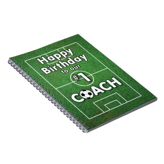 Fußball-Trainer Geburtstag mit Grasfeld und Ball Notizblock (Rechte Seite)