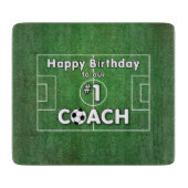 Fußball-Trainer Geburtstag mit Grasfeld und Ball Schneidebrett (Vorderseite)