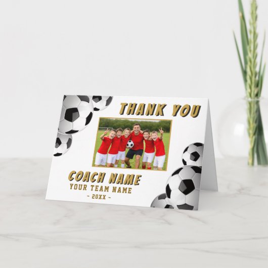 Fußball Trainer Name Foto Dankeskarte (Vorderseite)