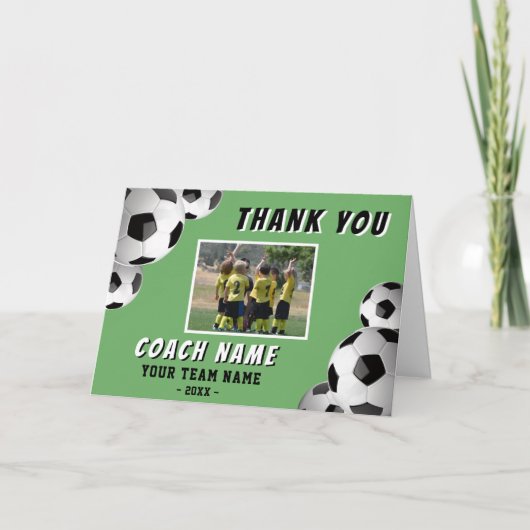 Fußball Trainer Name Foto Dankeskarte (Vorderseite)