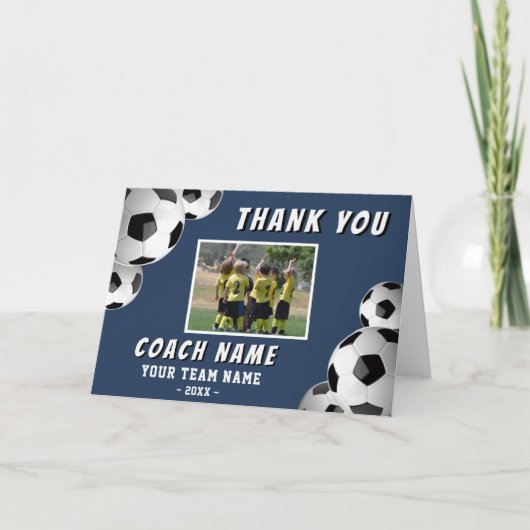 Fußball Trainer Name Foto Dankeskarte (Vorderseite)
