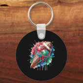 Fußball Tropfen Eiscreme Aquarellkone mit Sprung Schlüsselanhänger (Vorderseite)