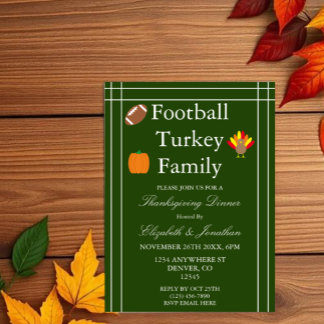 Fußball, Truthahn, Familien Thanksgiving Einladung