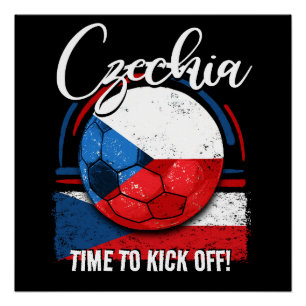 Fußball Tschechien Flagge, Retro Vintage Poster