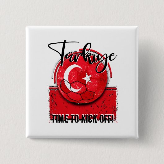 Fußball Türkiye Fahne, gestörter Fußball-Ball Button (Vorderseite)
