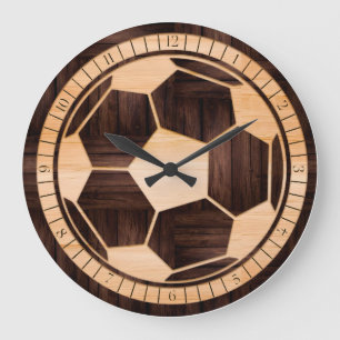Fußball-Uhr , Fußball-Uhr, 3D-Holz Große Wanduhr