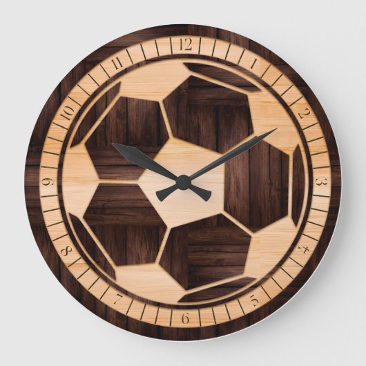 Fußball-Uhr , Fußball-Uhr, 3D-Holz Große Wanduhr (Vorderseite)