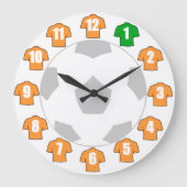 Fußball-Uhr - mit alten Gold-Shirts Große Wanduhr (Vorderseite)