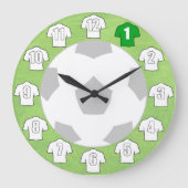 Fußball-Uhr - mit weißen Shirts Große Wanduhr (Vorderseite)