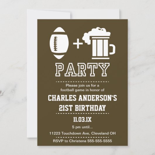 Fußball und Bier-Einladung Einladung (Vorderseite)