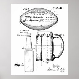 Fußball und Bierbrauerei, Flasche, Patentbriktur Poster