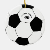 Fußball- und Fußball-Ball-Ornament mit Name & Numm Keramik Ornament (Vorne)