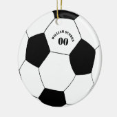 Fußball- und Fußball-Ball-Ornament mit Name & Numm Keramik Ornament (Links)