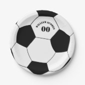 Fußball- und Fußball-Ball-Teller mit Name und Numm Pappteller (Vorderseite)
