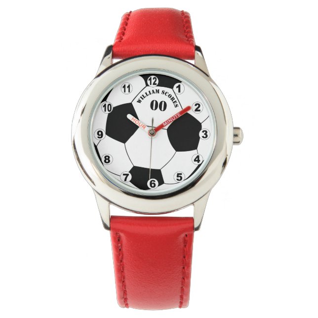 Fußball- und Fußball-Ball-Uhr mit Name / Nummer Armbanduhr (Vorderseite)