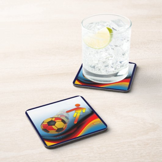 Fußball und Fußball-Dynamik Getränkeuntersetzer (Rechte Seite)