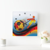 Fußball- und Fußball-Dynamik Quadratische Wanduhr (Zuhause)