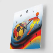 Fußball- und Fußball-Dynamik Quadratische Wanduhr (Winkel)