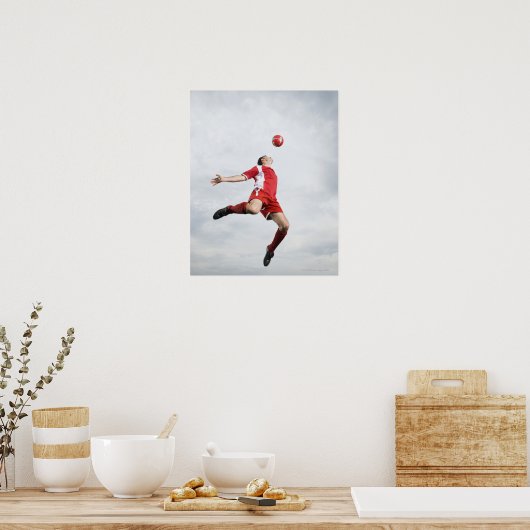 Fußball und Fußball in der Luft Poster (Küche)