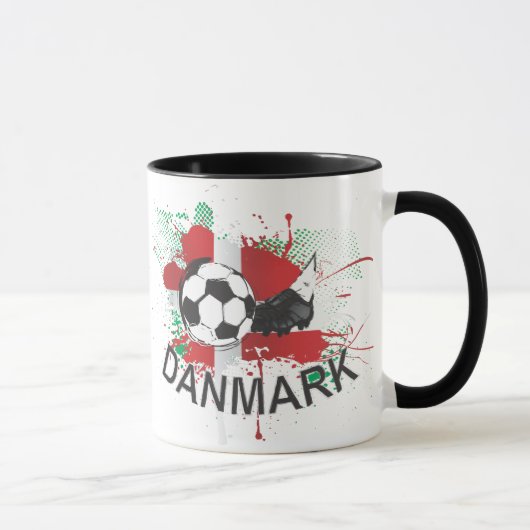 Fußball- und Fußballbügelentwurf Dänemarks Danmark Tasse (Rechts)