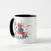 Fußball- und Fußballbügelentwurf Dänemarks Danmark Tasse (Vorderseite Links)