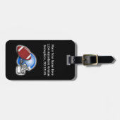 Fußball und Helm personalisiert Gepäckanhänger (Vorderseite horizontal)